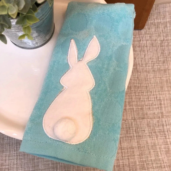 Other - Bunny tail hand towel bath blue spring Easter peter cottontail poof ball